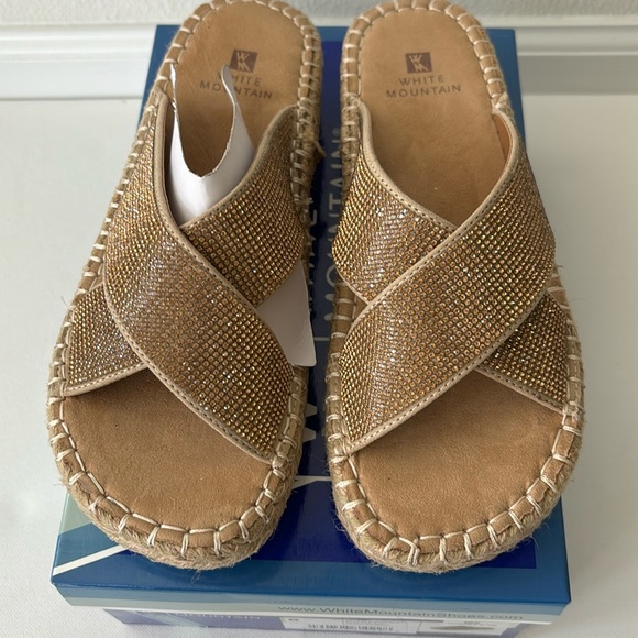 WHITE MOUNTAIN Shoes KIMBERLY Women's Sandal Sand Glitter 8 BRAND NEW IN BOX - Picture 2 of 9